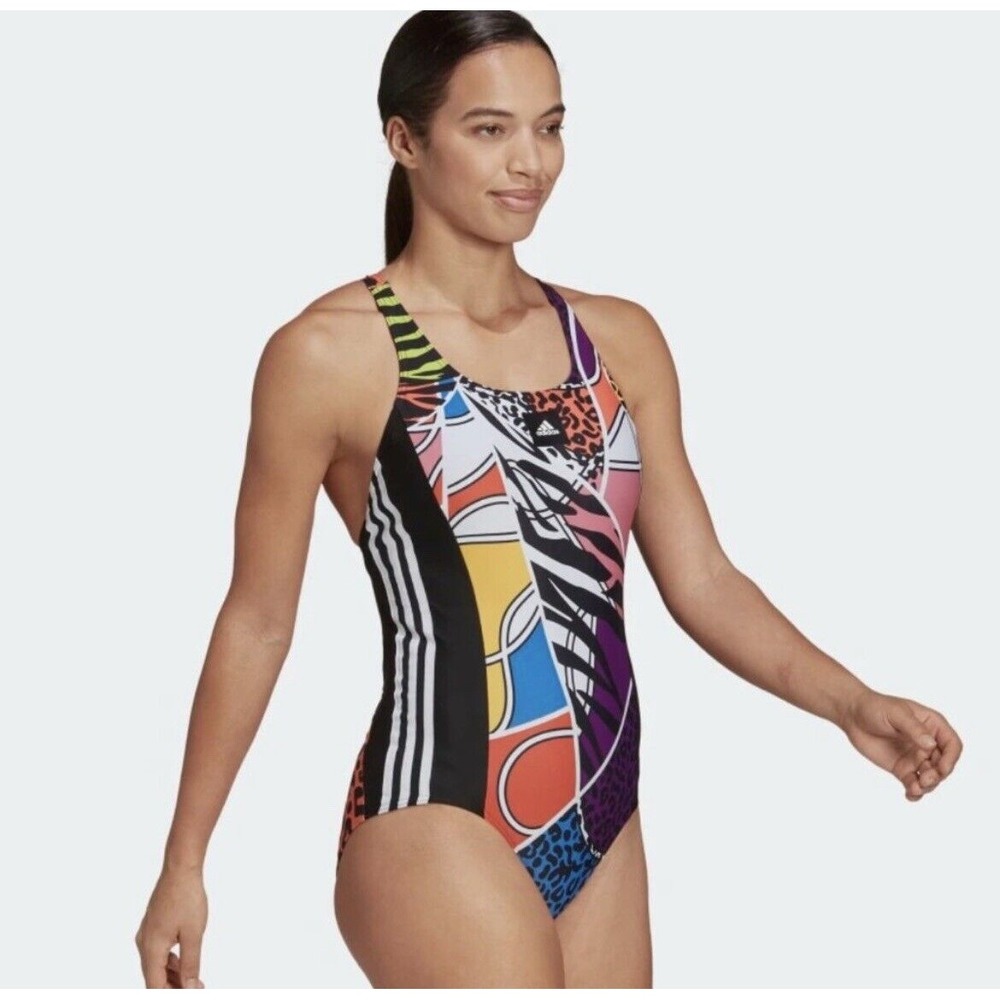 Adidas X Rich Mnisi Colab Swimsuit Wildlife Animal Abstract Print Size 26 XS NWT